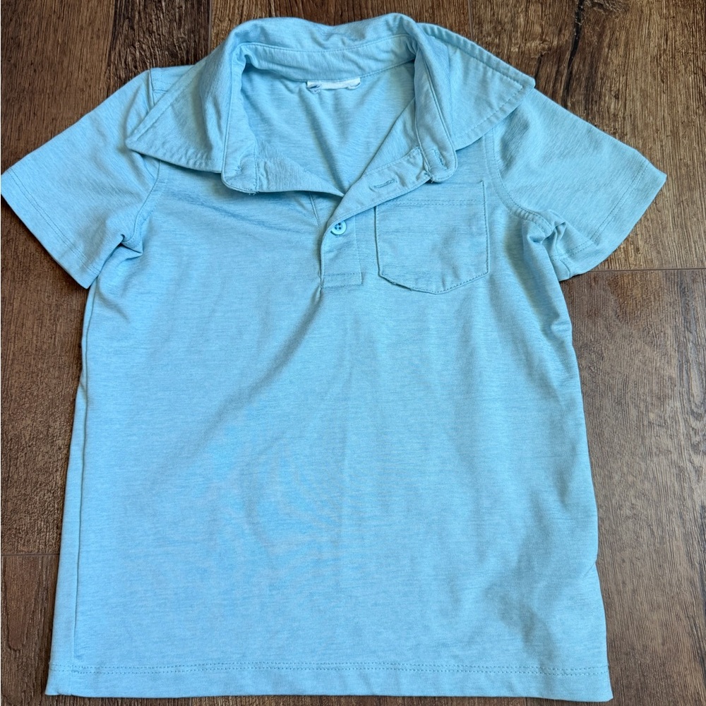 Boys' Gray Polo with Mint & Light Blue Mix - Picture 4 of 6